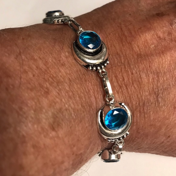Blue Topaz 925 Sterling Silver Bracelet - Picture 1 of 4